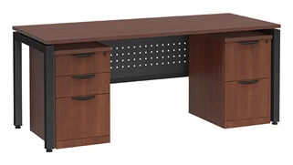 Stand-Alone Double Pedestal Desks PBD Furniture Desk 72in W x 24in D with 2 Mobile Pedestals and Modesty Panel