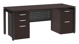 Stand-Alone Double Pedestal Desks PBD Furniture Desk 66in W x 30in D with 2 Mobile Pedestals and Modesty Panel