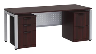 Stand-Alone Double Pedestal Desks PBD Furniture Desk 72in W x 30in D with 2 Mobile Pedestals and Modesty Panel