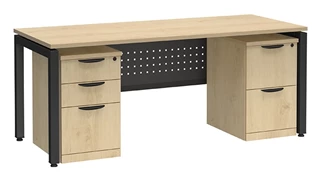 Stand-Alone Double Pedestal Desks PBD Furniture Desk 72in W x 36in D with 2 Mobile Pedestals and Modesty Panel