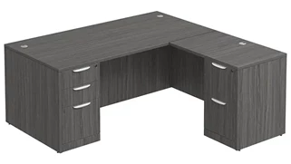 L Shaped Double Pedestal Desks PBD Furniture L-Desk 66in W x 60in D with 2 and 3 Drawer Pedestals