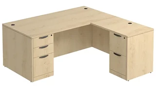 L Shaped Double Pedestal Desks PBD Furniture L-Desk 71in W x 66in D with 2 and 3 Drawer Pedestals