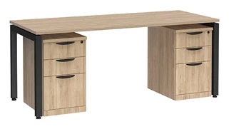 Stand-Alone Double Pedestal Desks PBD Furniture Desk 60in W x 24in D with Two 3 Drawer Mobile Pedestals