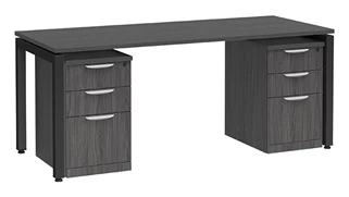 Stand-Alone Double Pedestal Desks PBD Furniture Desk 60in W x 30in D with Two 3 Drawer Mobile Pedestals