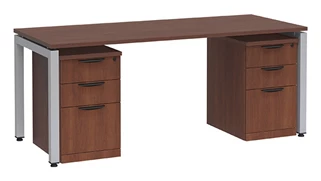Stand-Alone Double Pedestal Desks PBD Furniture Desk 72in W x 24in D with Two 3 Drawer Mobile Pedestals