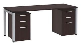 Stand-Alone Double Pedestal Desks PBD Furniture Desk 66in W x 30in D with Two 3 Drawer Mobile Pedestals