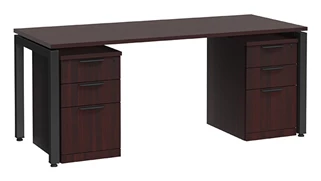Stand-Alone Double Pedestal Desks PBD Furniture Desk 72in W x 30in D with Two 3 Drawer Mobile Pedestals