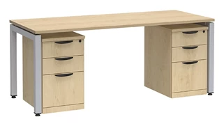 Stand-Alone Double Pedestal Desks PBD Furniture Desk 72in W x 36in D with Two 3 Drawer Mobile Pedestals