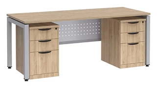 Stand-Alone Double Pedestal Desks PBD Furniture Desk 72in W x 30in D with Two 3 Drawer Mobile Pedestals and Modesty Panel