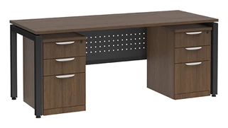 Stand-Alone Double Pedestal Desks PBD Furniture Desk 60in W x 24in D with Two 3 Drawer Mobile Pedestals and Modesty Panel