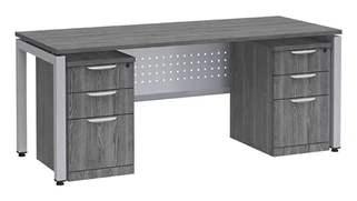 Stand-Alone Double Pedestal Desks PBD Furniture Desk 72in W x 24in D with Two 3 Drawer Mobile Pedestals and Modesty Panel