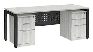 Stand-Alone Double Pedestal Desks PBD Furniture Desk 60in W x 30in D with Two 3 Drawer Mobile Pedestals and Modesty Panel