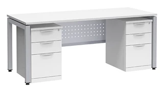Stand-Alone Double Pedestal Desks PBD Furniture Desk 66in W x 30in D with Two 3 Drawer Mobile Pedestals and Modesty Panel