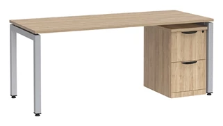 Stand-Alone Single Pedestal Desks PBD Furniture Desk 72in W x 36in D with 2 Drawer Mobile Pedestal