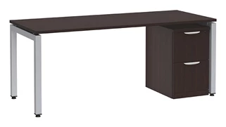 Stand-Alone Single Pedestal Desks PBD Furniture Desk 48in W x 24in D with 2 Drawer Mobile Pedestal