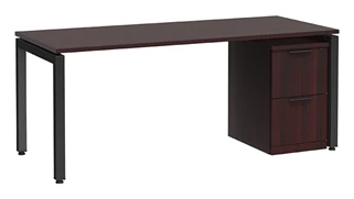 Stand-Alone Single Pedestal Desks PBD Furniture Desk 60in W x 24in D with 2 Drawer Mobile Pedestal