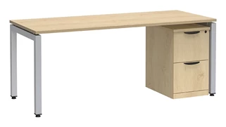 Stand-Alone Single Pedestal Desks PBD Furniture Desk 72in W x 24in D with 2 Drawer Mobile Pedestal