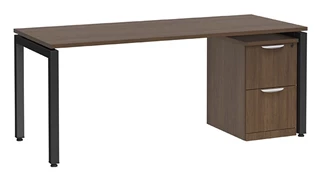 Stand-Alone Single Pedestal Desks PBD Furniture Desk 48in W x 30in D with 2 Drawer Mobile Pedestal