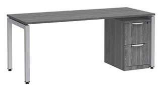 Stand-Alone Single Pedestal Desks PBD Furniture Desk 60in W x 30in D with 2 Drawer Mobile Pedestal