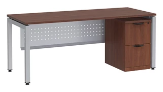 Stand-Alone Single Pedestal Desks PBD Furniture Desk 48in W x 24in D with 2 Drawer Mobile Pedestal and Modesty Panel