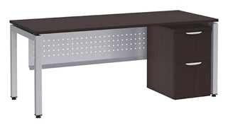 Stand-Alone Single Pedestal Desks PBD Furniture Desk 72in W x 24in D with 2 Drawer Mobile Pedestal and Modesty Panel