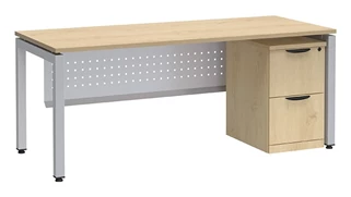 Stand-Alone Single Pedestal Desks PBD Furniture Desk 60in W x 30in D with 2 Drawer Mobile Pedestal and Modesty Panel