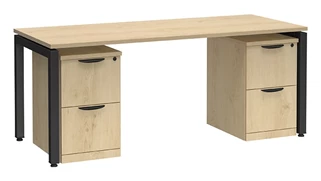 Stand-Alone Double Pedestal Desks PBD Furniture Desk 66in W x 30in D with Two 2 Drawer Mobile Pedestals