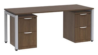 Stand-Alone Double Pedestal Desks PBD Furniture Desk 72in W x 30in D with Two 2 Drawer Mobile Pedestals