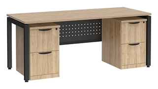 Stand-Alone Double Pedestal Desks PBD Furniture Desk 60in W x 30in D with Two 2 Drawer Mobile Pedestals and Modesty Panel