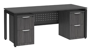 Stand-Alone Double Pedestal Desks PBD Furniture Desk 72in W x 30in D with Two 2 Drawer Mobile Pedestals and Modesty Panel