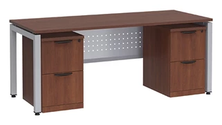 Stand-Alone Double Pedestal Desks PBD Furniture Desk 66in W x 30in D with Two 2 Drawer Mobile Pedestals and Modesty Panel