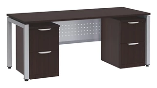 Stand-Alone Double Pedestal Desks PBD Furniture Desk 72in W x 30in D with Two 2 Drawer Mobile Pedestals and Modesty Panel