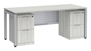 Stand-Alone Double Pedestal Desks PBD Furniture Desk 60in W x 24in D with Two 2 Drawer Mobile Pedestals and Modesty Panel