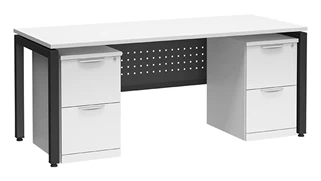 Stand-Alone Double Pedestal Desks PBD Furniture Desk 72in W x 24in D with Two 2 Drawer Mobile Pedestals and Modesty Panel