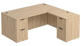 L Shaped Double Pedestal Desks PBD Furniture L-Desk 71in W x 60in D with Double 2 Drawer Pedestals