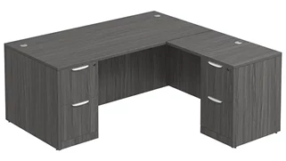 L Shaped Double Pedestal Desks PBD Furniture L-Desk 71in W x 72in D with Double 2 Drawer Pedestals
