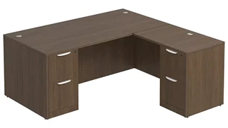 L Shaped Double Pedestal Desks PBD Furniture L-Desk 71in W x 78in D with Double 2 Drawer Pedestals