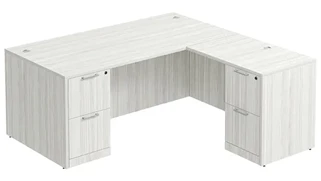 L Shaped Double Pedestal Desks PBD Furniture L-Desk 71in W x 84in D with Double 2 Drawer Pedestals