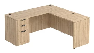 L Shaped Single Pedestal Desks PBD Furniture L-Desk 66in W x 54in D with 3 Drawer Pedestal