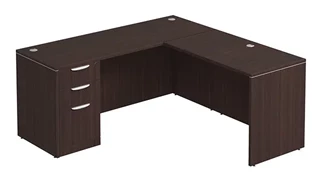 L Shaped Single Pedestal Desks PBD Furniture L-Desk 66in W x 72in D with 3 Drawer Pedestal