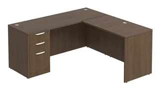 L Shaped Single Pedestal Desks PBD Furniture L-Desk 60in W x 60in D with 3 Drawer Pedestal