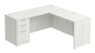 L Shaped Single Pedestal Desks PBD Furniture L-Desk 60in W x 72in D with 3 Drawer Pedestal