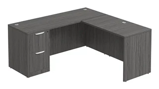 L Shaped Single Pedestal Desks PBD Furniture L-Desk 60in W x 60in D with 2 Drawer Pedestal