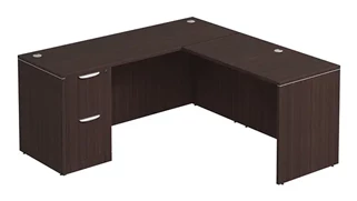 L Shaped Single Pedestal Desks PBD Furniture L-Desk 60in W x 66in D with 2 Drawer Pedestal