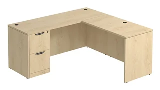 L Shaped Single Pedestal Desks PBD Furniture L-Desk 66in W x 48in D with 2 Drawer Pedestal
