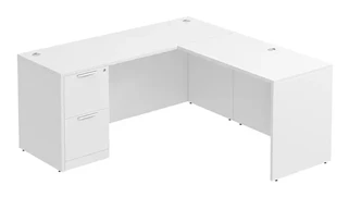 L Shaped Single Pedestal Desks PBD Furniture L-Desk 66in W x 72in D with 2 Drawer Pedestal
