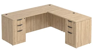 L Shaped Double Pedestal Desks PBD Furniture L-Desk 60in W x 72in D with Double 3 Drawer Pedestals