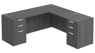 L Shaped Double Pedestal Desks PBD Furniture L-Desk 66in W x 66in D with Double 3 Drawer Pedestals