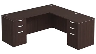 L Shaped Double Pedestal Desks PBD Furniture L-Desk 66in W x 72in D with Double 3 Drawer Pedestals
