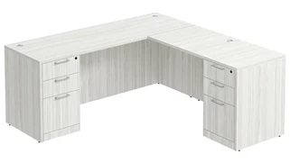 L Shaped Double Pedestal Desks PBD Furniture L-Desk 60in W x 60in D with 3 Drawer Pedestal